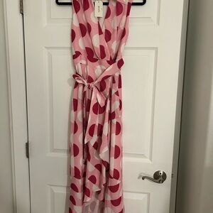 Adore Pink Polka Dot Wrap Maxi Dress